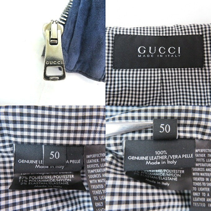 GUCCI Suede Leather Jacket Navy Size 50
