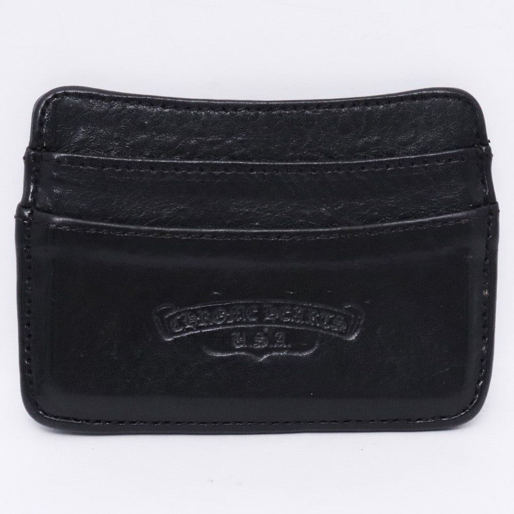 CHROME HEARTS Black Double Side Leather Card Holder Card Case Size F