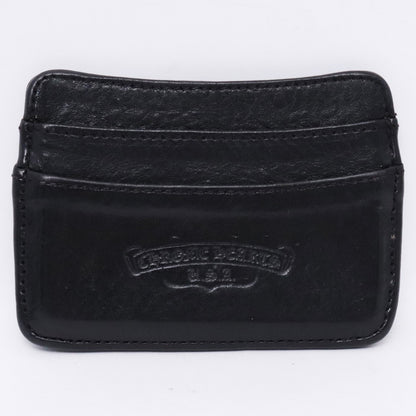 CHROME HEARTS Black Double Side Leather Card Holder Card Case Size F