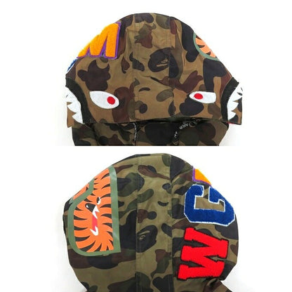 A BATHING APE 1ST CAMO SHARK Mountain Parka Green Hoodie Size XL