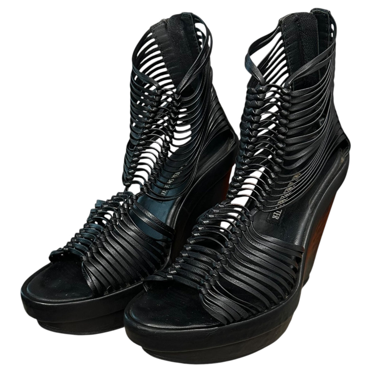 ANN DEMEULEMEESTER 12SS Wedge Sole Leather Sandals Size 37