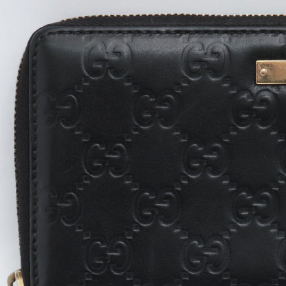 Gucci Guccissima Logo Plate Zip-Around Wallet Black Size F