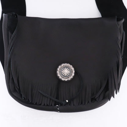 LARRY SMITH Deerskin Leather Fringe Bag Black Size ONE SIZE