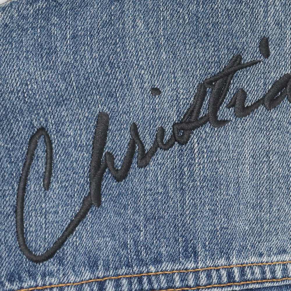 DIOR Classic-Fit Embroidered Denim Shirt Blue Size 40
