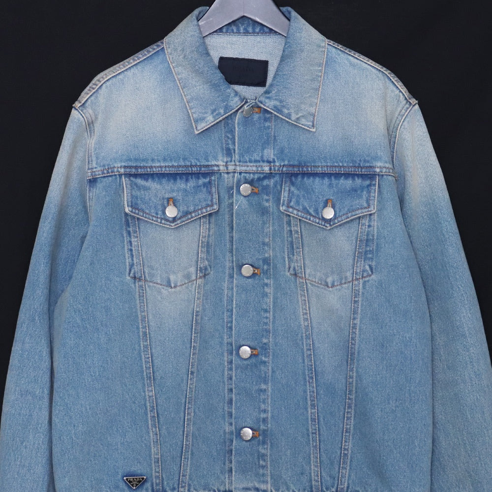 PRADA 22AW Triangle Logo Denim Jacket Indigo Size XL