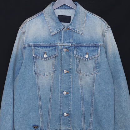 PRADA 22AW Triangle Logo Denim Jacket Indigo Size XL