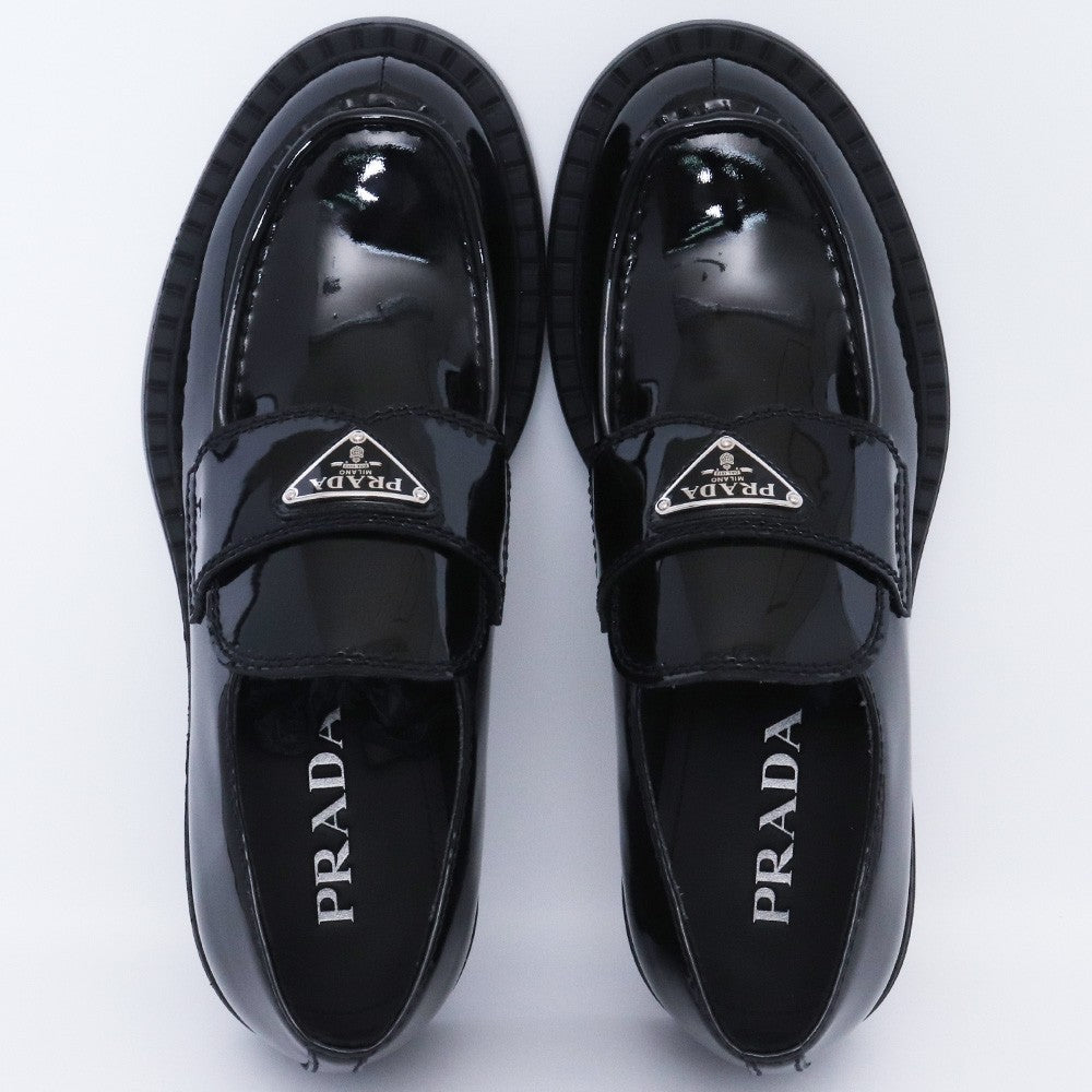 Prada Chocolate Brushed Leather Loafers Black Triangle Logo