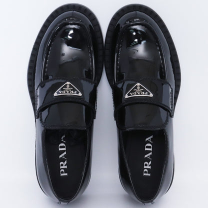 Prada Chocolate Brushed Leather Loafers Black Triangle Logo