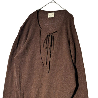 KHAITE Deep V-Neck Cashmere Knit Sweater Brown Size 40
