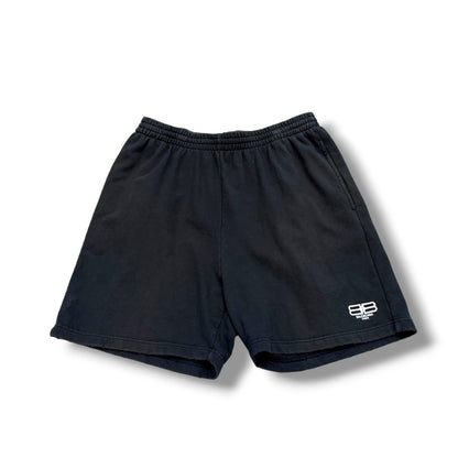 Balenciaga BB Paris Icon Logo Jogger Shorts Black Size M