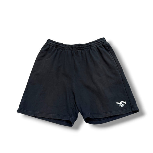 Balenciaga BB Paris Icon Logo Jogger Shorts Black Size M