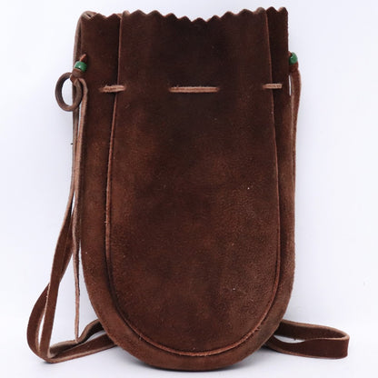 GORO'S Turquoise Concho Leather Drawstring Bag Brown Size L