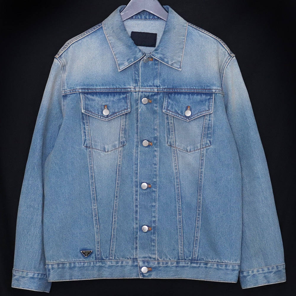 PRADA 22AW Triangle Logo Denim Jacket Indigo Size XL