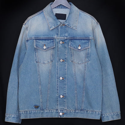 PRADA 22AW Triangle Logo Denim Jacket Indigo Size XL
