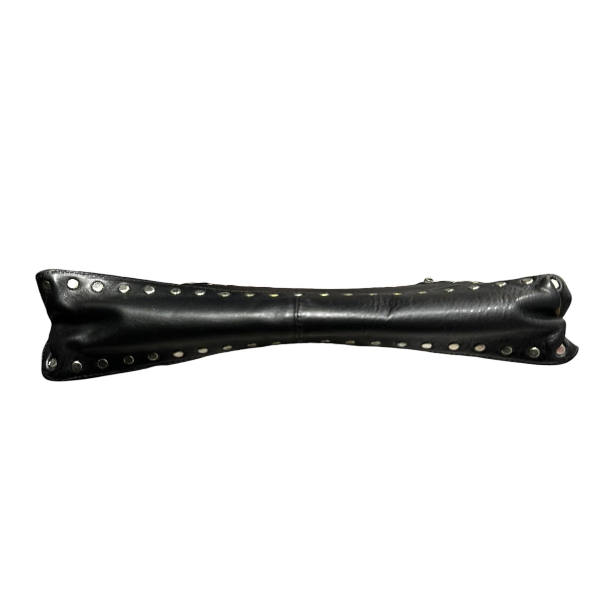 Y's Leather Stud Double-Chain Shoulder Bag
