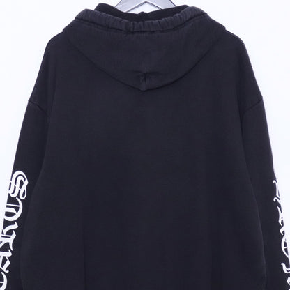 Chrome Hearts Vertical Logo Sleeve Print Hoodie Black Size L