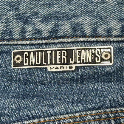 GAULTIER JEANS 00's Logo-Print Denim Pants Indigo Size 48