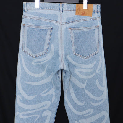 MARTINE ROSE Paint Print Straight Jeans Blue Size XS