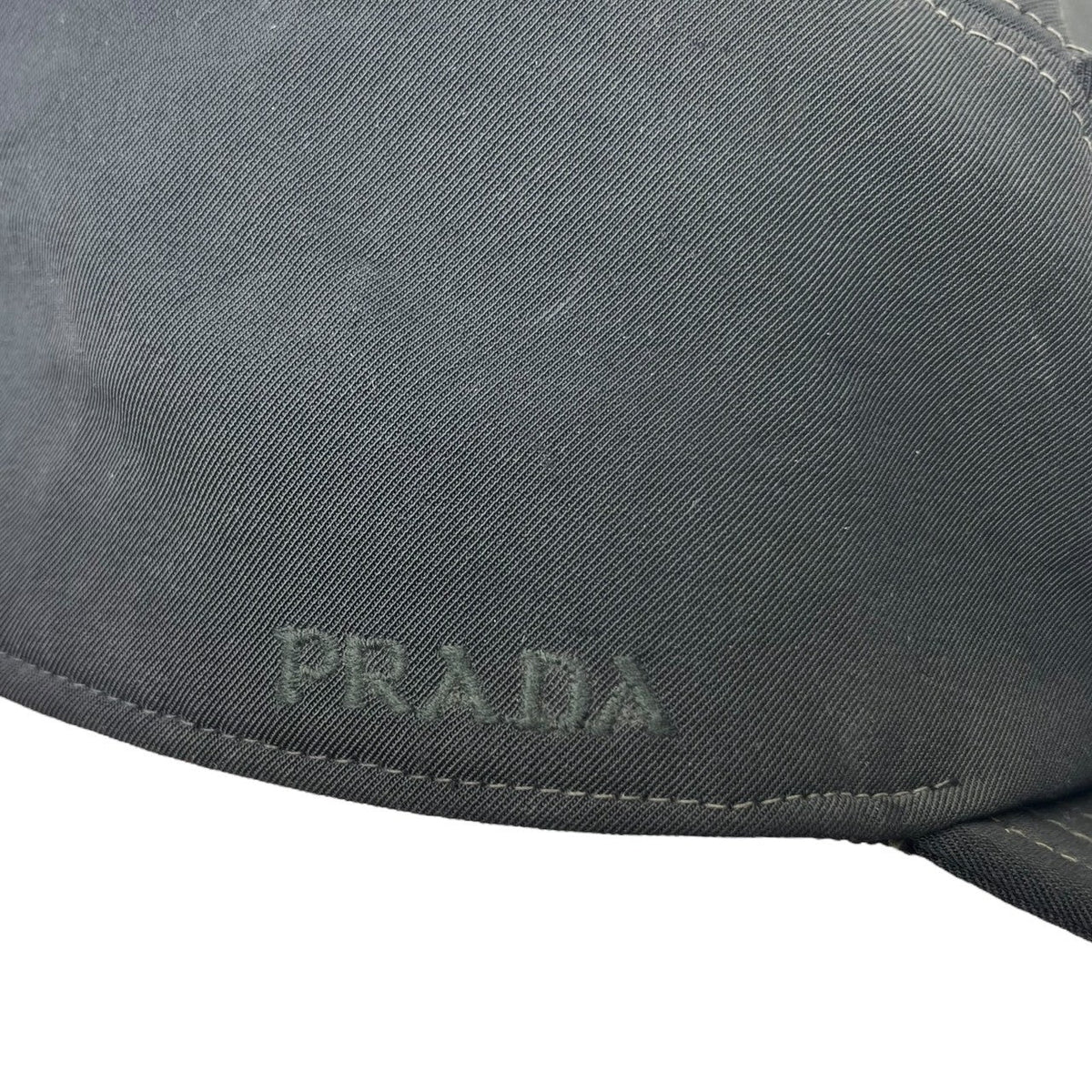 PRADA 00's Logo Front Pocket Jet Cap Black Size L
