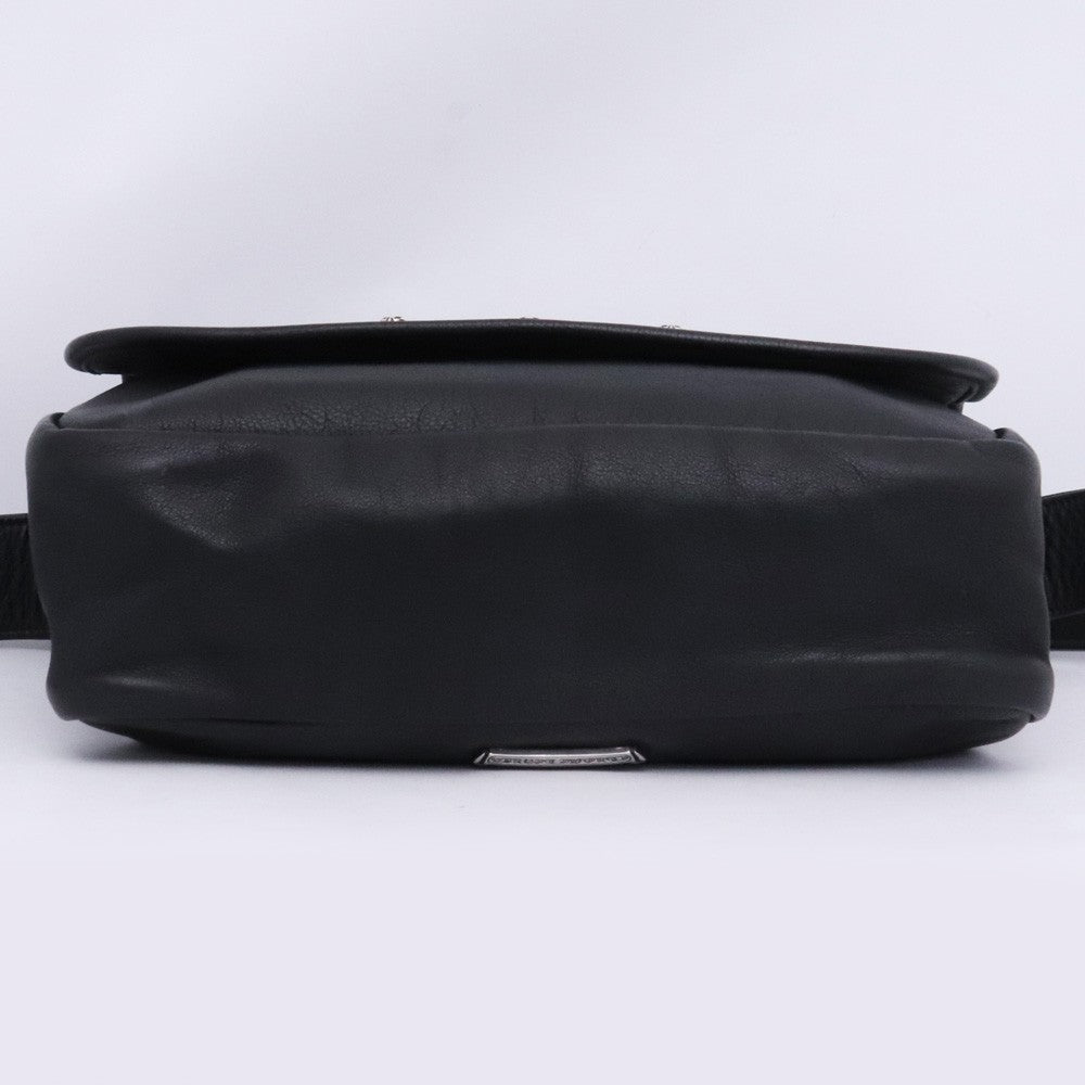 CHROME HEARTS BS Fleur Leather Messenger Bag Black Size F