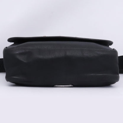 CHROME HEARTS BS Fleur Leather Messenger Bag Black Size F