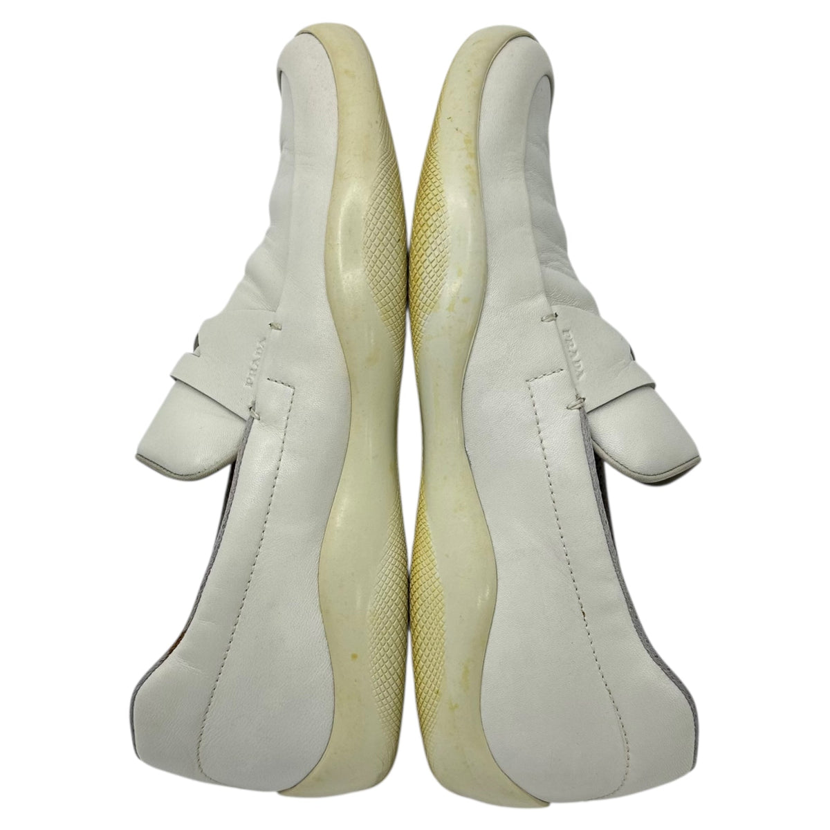 PRADA SPORT 00s America's Cup Leather Loafers White Sneakers Size 8
