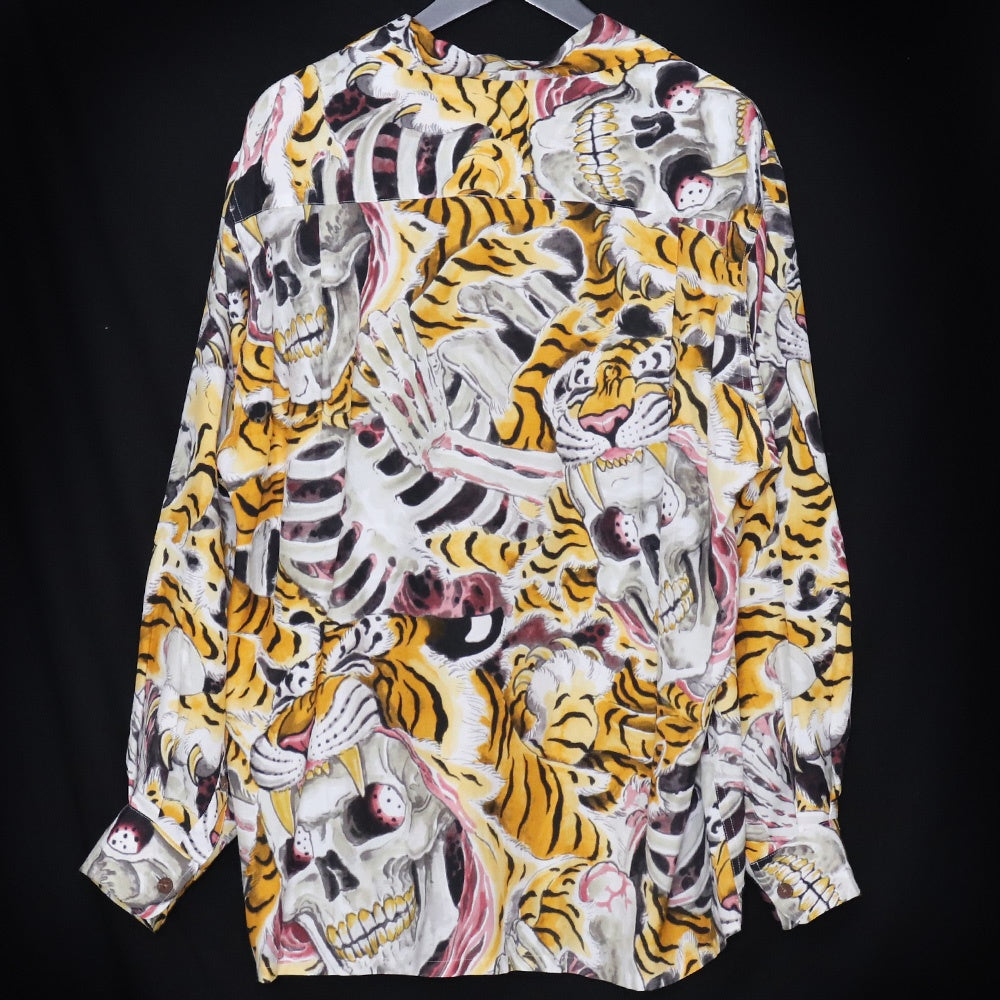 Wacko Maria Tim Lehi Long Sleeve Hawaiian Shirt Tiger Skull Size M