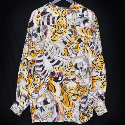 Wacko Maria Tim Lehi Long Sleeve Hawaiian Shirt Tiger Skull Size M