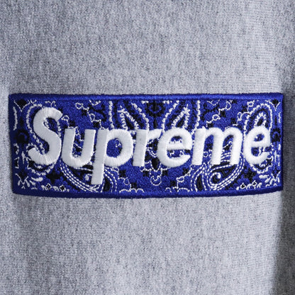 Supreme 19AW Bandana Box Logo Gray Hoodie Size XL