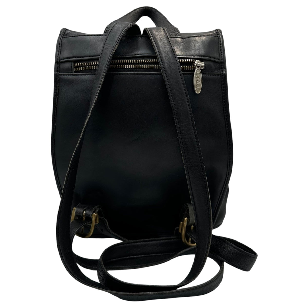 OLD COACH Vintage Turnlock All-Leather Backpack Black