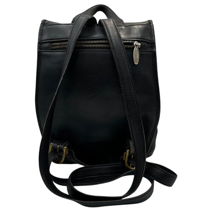 OLD COACH Vintage Turnlock All-Leather Backpack Black