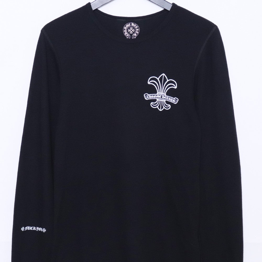 CHROME HEARTS Old BS Fleur Thermal Long Sleeve T-Shirt Black Size S