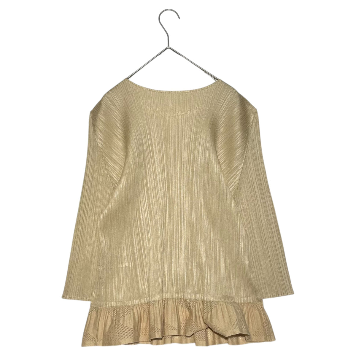 PLEATS PLEASE Mesh Pleated Long-Sleeve Top Size 4