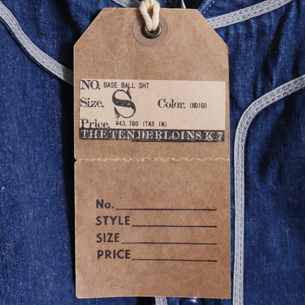 TENDERLOIN Baseball Long Sleeve Shirt Indigo Size S