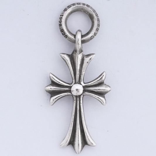 CHROME HEARTS Tiny CH Cross Necklace Charm Silver Size F