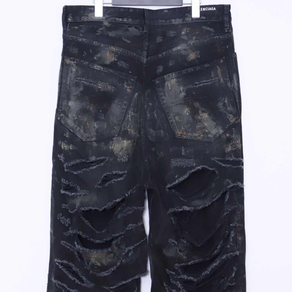 Balenciaga 23SS Super Destroyed Baggy Jeans Black Size S