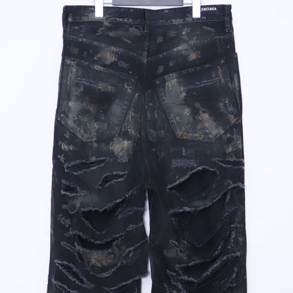 Balenciaga 23SS Super Destroyed Baggy Jeans Black Size S