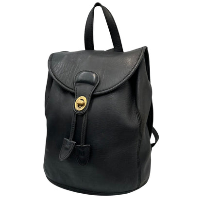 OLD COACH Vintage Turnlock All-Leather Backpack Black