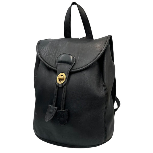 OLD COACH Vintage Turnlock All-Leather Backpack Black
