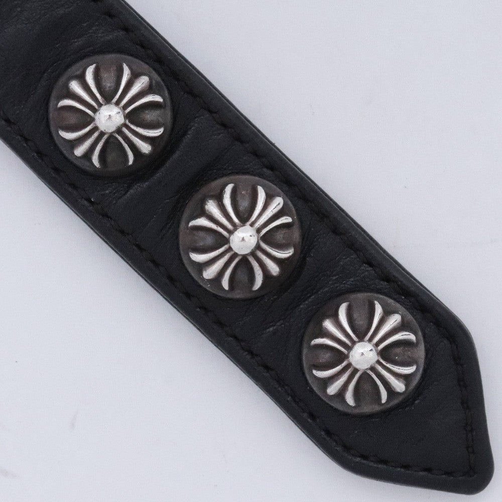 CHROME HEARTS 3BTN 2SNP Cross Ball Bracelet Black Size F