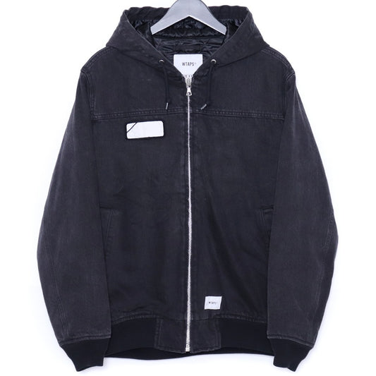 WTAPS COTTON DENIM Hooded Quilted Denim Jacket Black Size 1