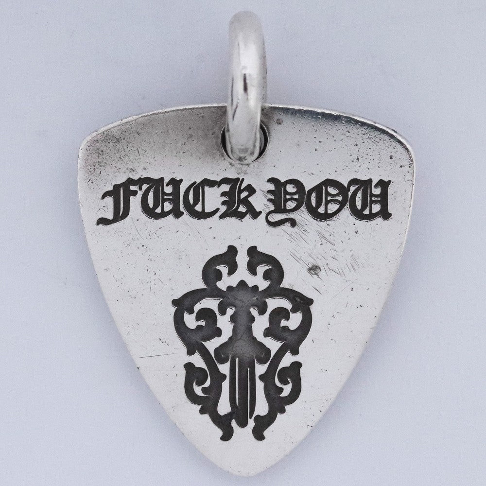 Chrome Hearts Guitar Pick FUCK YOU Pendant Silver Size F