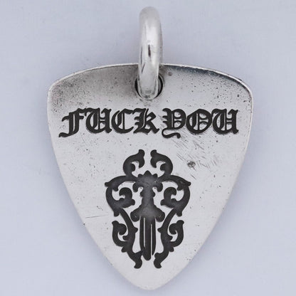 Chrome Hearts Guitar Pick FUCK YOU Pendant Silver Size F