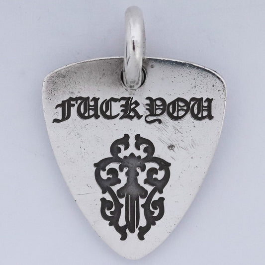 Chrome Hearts Guitar Pick FUCK YOU Pendant Silver Size F