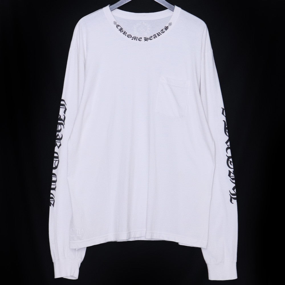 CHROME HEARTS Neck Logo Long Sleeve T-Shirt White Size XL