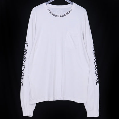 CHROME HEARTS Neck Logo Long Sleeve T-Shirt White Size XL