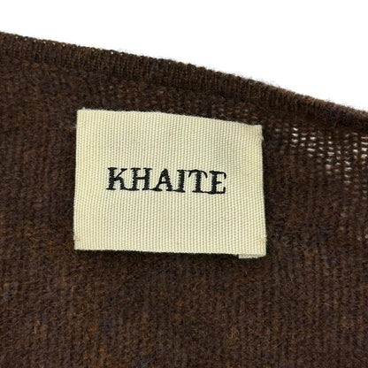 KHAITE Deep V-Neck Cashmere Knit Sweater Brown Size 40