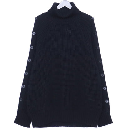 JOHN LAWRENCE 21AW Button Sleeve Knit Sweater Black Free Size