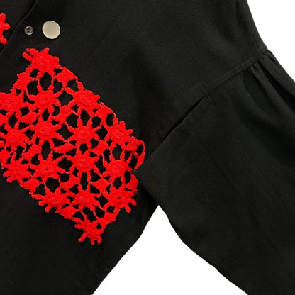 COMME des GARCONS 80s Knit Lace Patch Wool Sweater