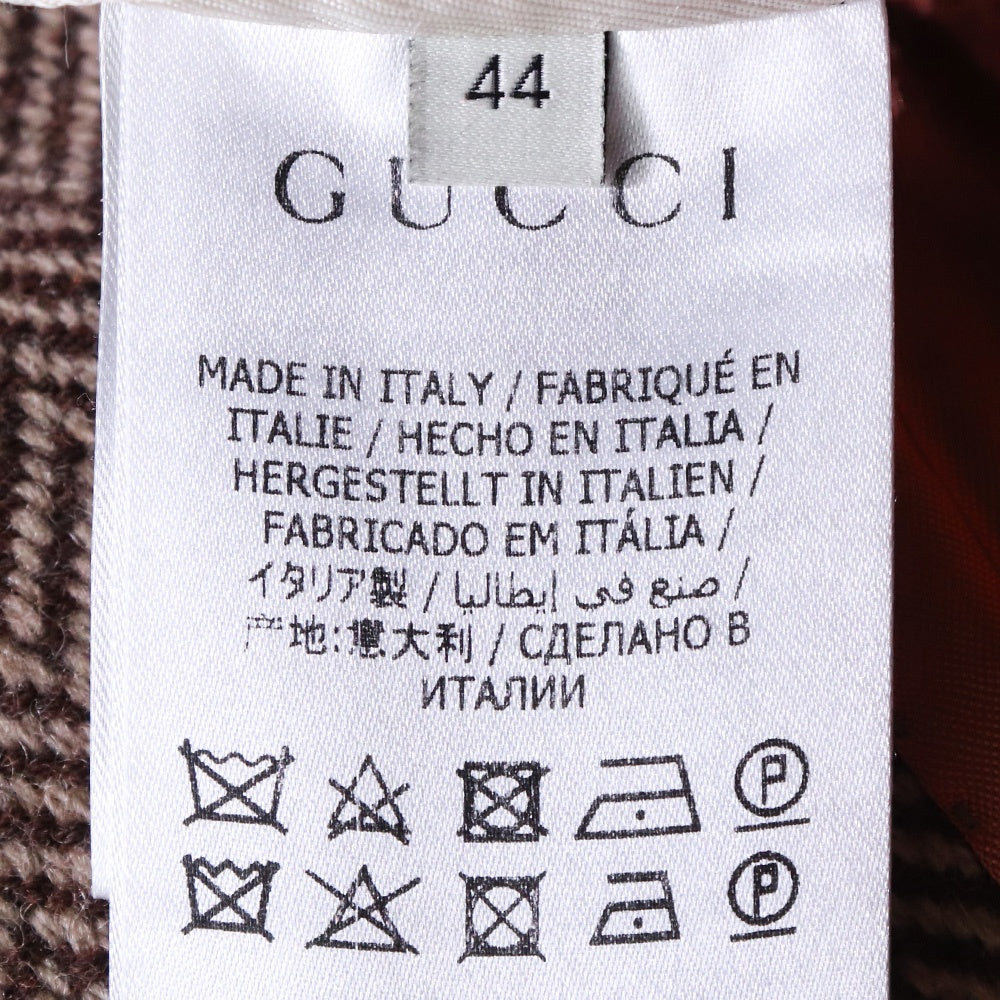 GUCCI Houndstooth Double Breasted Vest Brown Size 44